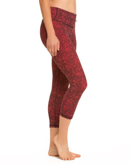 Printed Plank Crop - Mid Rise - Nancy Rose Performance