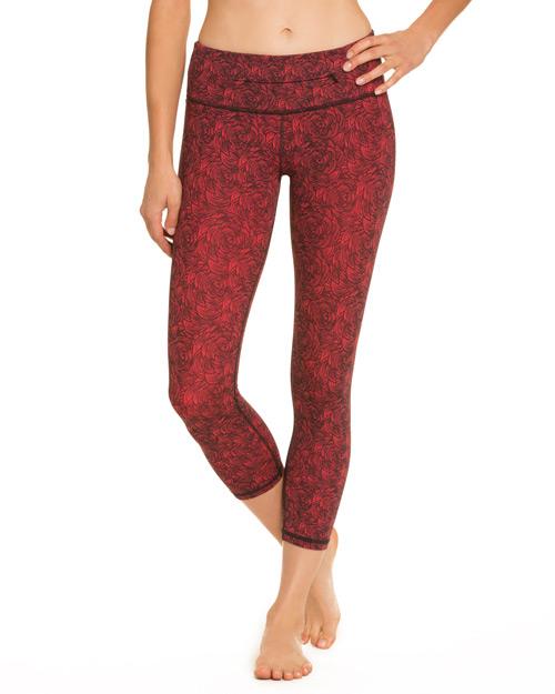 Printed Plank Crop - Mid Rise - Nancy Rose Performance